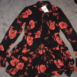 Black and Red Floral Forever 21 Dress